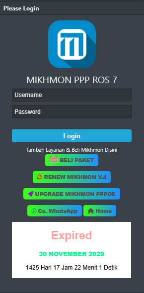Halaman login Mikhmon Online